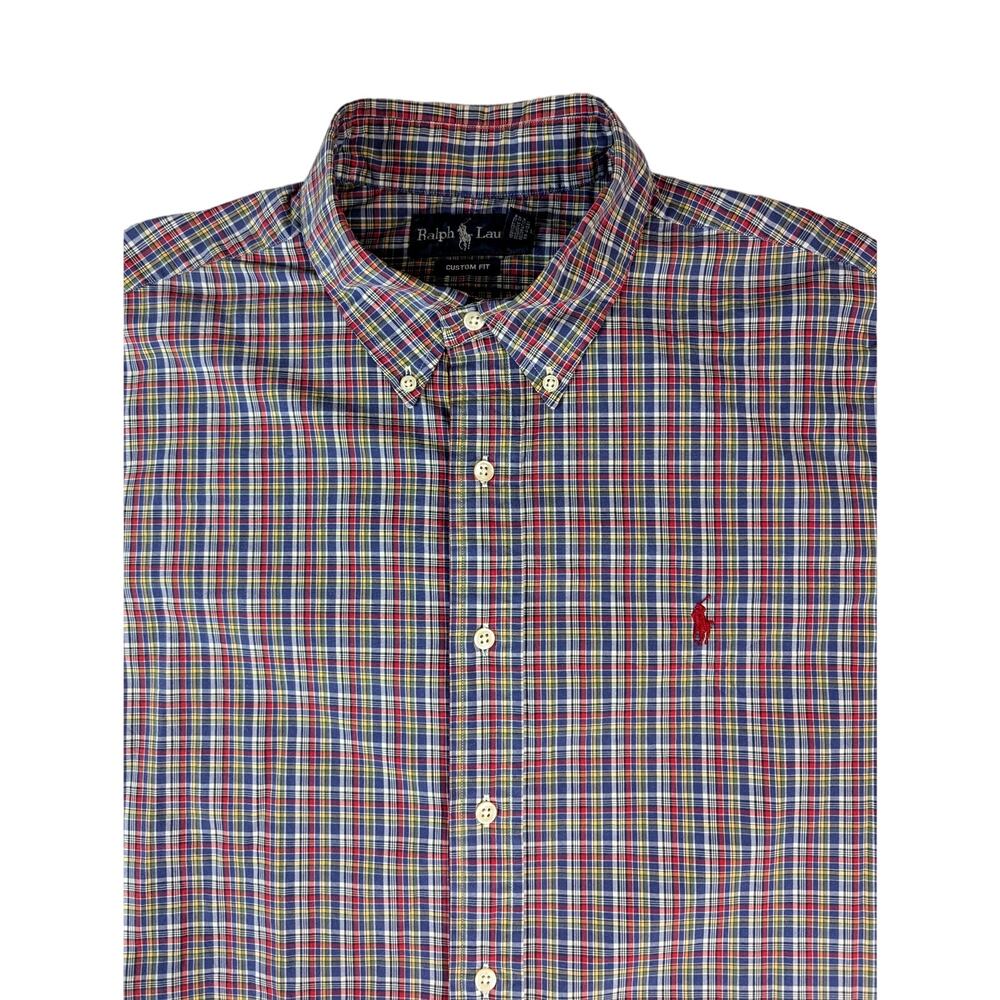 Ralph Lauren‎ Custom Fit Men's Plaid Long Sleeve Button Down Shirt XL Classic